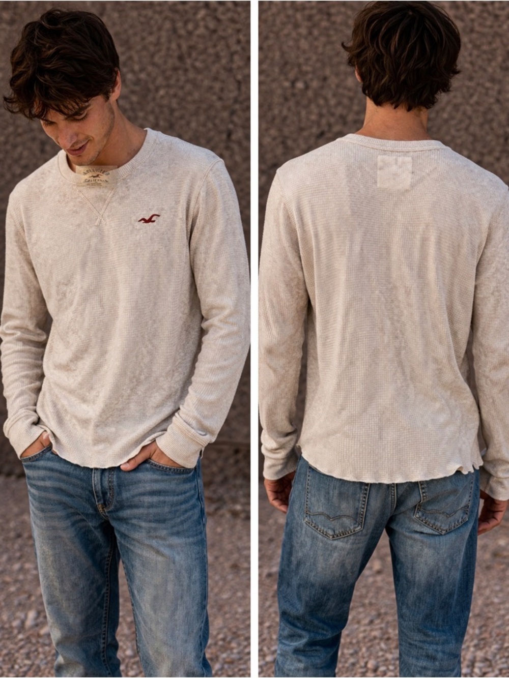 Hollister Long Sleeve Shirt with Logo MEDIUM